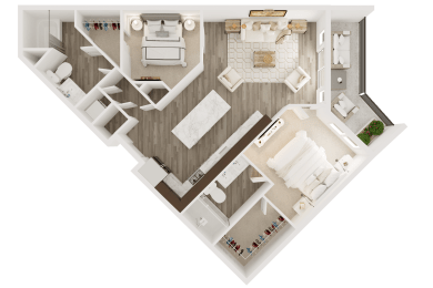 2 bedroom 2 bathroom floor plan Z at The Apex at CityPlace, Kansas