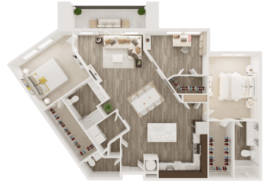 2 bedroom 2 bathroom floor plan at The Apex at CityPlace, Overland Park, KS, 66210