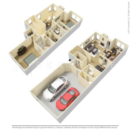 2 Bedroom Townhome with Attached Garage  at Centennial Park Apartments, Overland Park, Kansas
