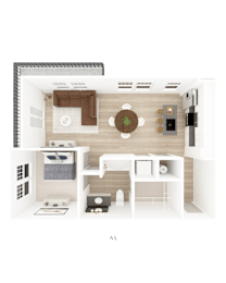 1 Bed 1 Bath Floorplan G at District on the Etowah Apartments, Canton