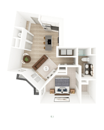 1 Bed 1 Bath Floorplan I at District on the Etowah Apartments, Canton, GA 30114