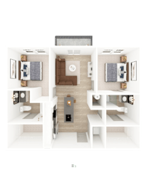 2 Bed 2 Bath Floorplan A at District on the Etowah Apartments, Canton, GA