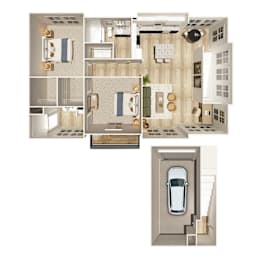 A diagram of a house showing the layout of the rooms.