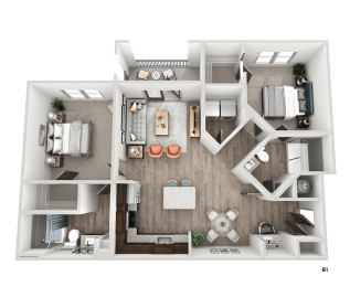 2 bed 2 bath B1 Floor Plan A at The Crest at South Point, McDonough
