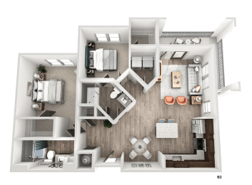2 bed 2 bath B2 Floor Planat The Crest at South Point, McDonough, GA
