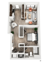 studio 1 bath S1 Floor Plan at The Crest at South Point, McDonough Georgia