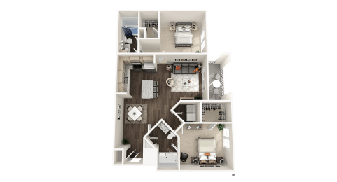 2 bedroom 2 bathroom B1 Floor Plan at The Crest at Acworth, Acworth, GA, 30102
