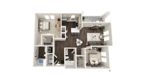 2 bedroom 2 bathroom B3 Floor Plan at The Crest at Acworth, Acworth, Georgia