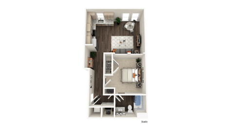 1 bedroom 1 bathroom Studio Floor Plan at The Crest at Acworth, Georgia, 30102