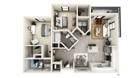 2 BED 2 BATH B2 Floor Plan at The Crest at Naples, Naples, FL
