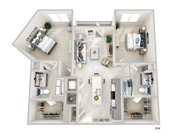 District At Riverside High End Apartment Community: B1A Apartment Home Floorplan Located in Chattanooga, TN