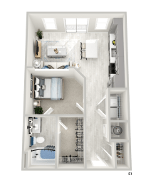 District At Riverside Apartment Community:  S1 Studio, 1 Bath Floorplan located in Chattanooga, TN