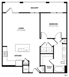 A3 Floor Plan at Berkshire Exchange Apartments, Spring, Texas
