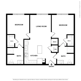 B1 2 bedroom 2 bath floorplan