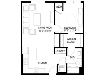 1E Floor Plan at Berkshire Central, Blaine, MN, 55434