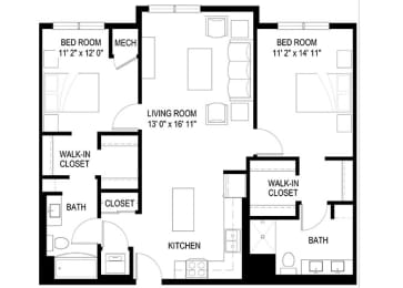2A Floor Plan at Berkshire Central, Blaine, 55434