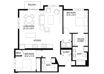 2D Floor Plan at Berkshire Central, Minnesota, 55434