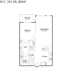 A11 floorplan at The Gabriella apartments