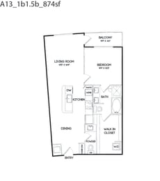 A13 floorplan at The Gabriella apartments