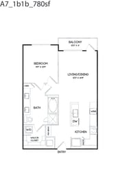 A7 floor plan at The Gabriella apartments