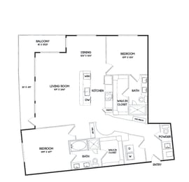 B12 floorplan at The Gabriella apartments