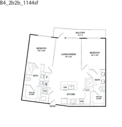 B4 floorplan at The Gabriella apartments