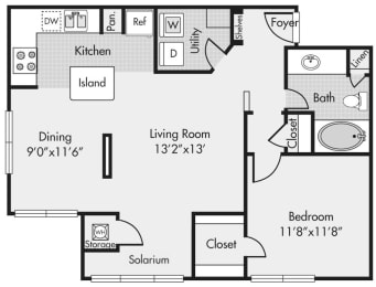 A4S floorplan at Highland Hill Country apartments