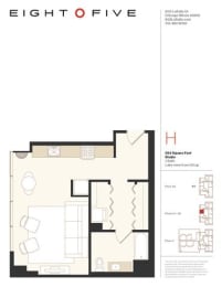 Studio2 Floor Plan at Eight O Five, Chicago, IL
