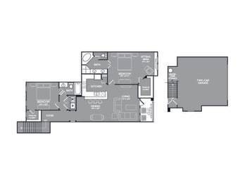 Two-Bedroom Floor Plan at Mansions of Georgetown, Georgetown, TX, 78626