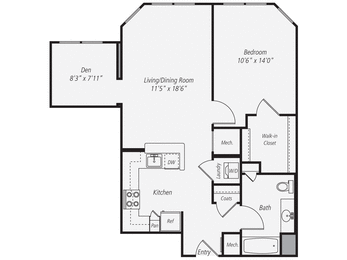 a floor plan of a house with a bedroom and a living room