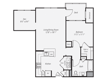 a floor plan of a 1 bedroom floor plan with a bathroom and a living room