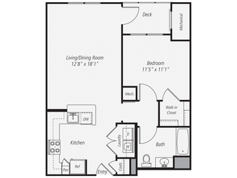 a floor plan of a 1 bedroom floor plan