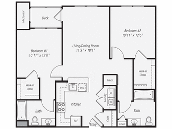 a floor plan of a 1 bedroom floor plan