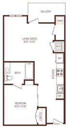 B2 floorplan at The Rey Apartments San Diego, 92101