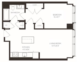 VI1A4 Floor Plan at Via Seaport Residences, Boston, MA