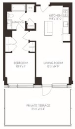 VI1A64 Floor Plan at Via Seaport Residences, Boston, 02210