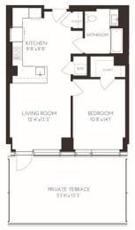 VI1A64A Floor Plan at Via Seaport Residences, Boston, Massachusetts