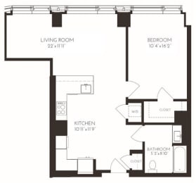 VI1G1A Floor Plan at Via Seaport Residences, Boston