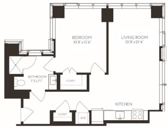 VI1K1 Floor Plan at Via Seaport Residences, Massachusetts