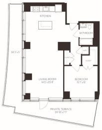 VI1L1 Floor Plan at Via Seaport Residences, Massachusetts, 02210