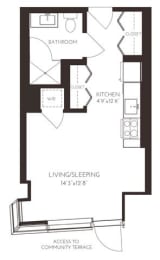 VIISA44 Floor Plan at Via Seaport Residences, Boston, MA, 02210