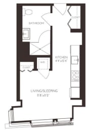 VIISA4A Floor Plan at Via Seaport Residences, Massachusetts, 02210