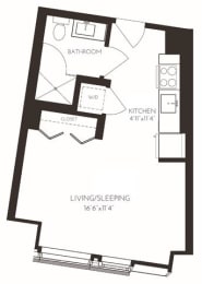 VIISB1 Floor Plan at Via Seaport Residences, Massachusetts