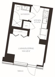 VIISB24 Floor Plan at Via Seaport Residences, Boston, 02210