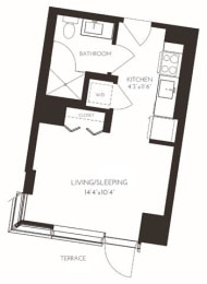 VIISB34 Floor Plan at Via Seaport Residences, Massachusetts, 02210
