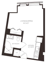 VIISC14 Floor Plan at Via Seaport Residences, Boston, Massachusetts