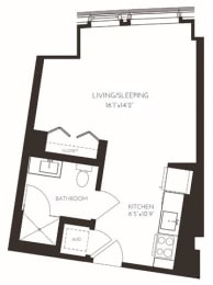 VIISC1 Floor Plan at Via Seaport Residences, Massachusetts