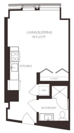 VIISD14 Floor Plan at Via Seaport Residences, Boston