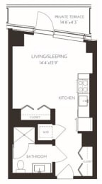 VIISD24 Floor Plan at Via Seaport Residences, Boston, MA, 02210