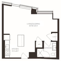 VIISG1 Floor Plan at Via Seaport Residences, Boston, Massachusetts